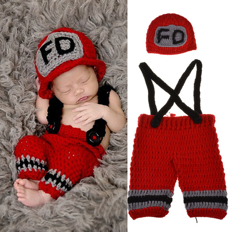 Baby Clothing Crochet - Costume da Pompiere per Neonati Maschi